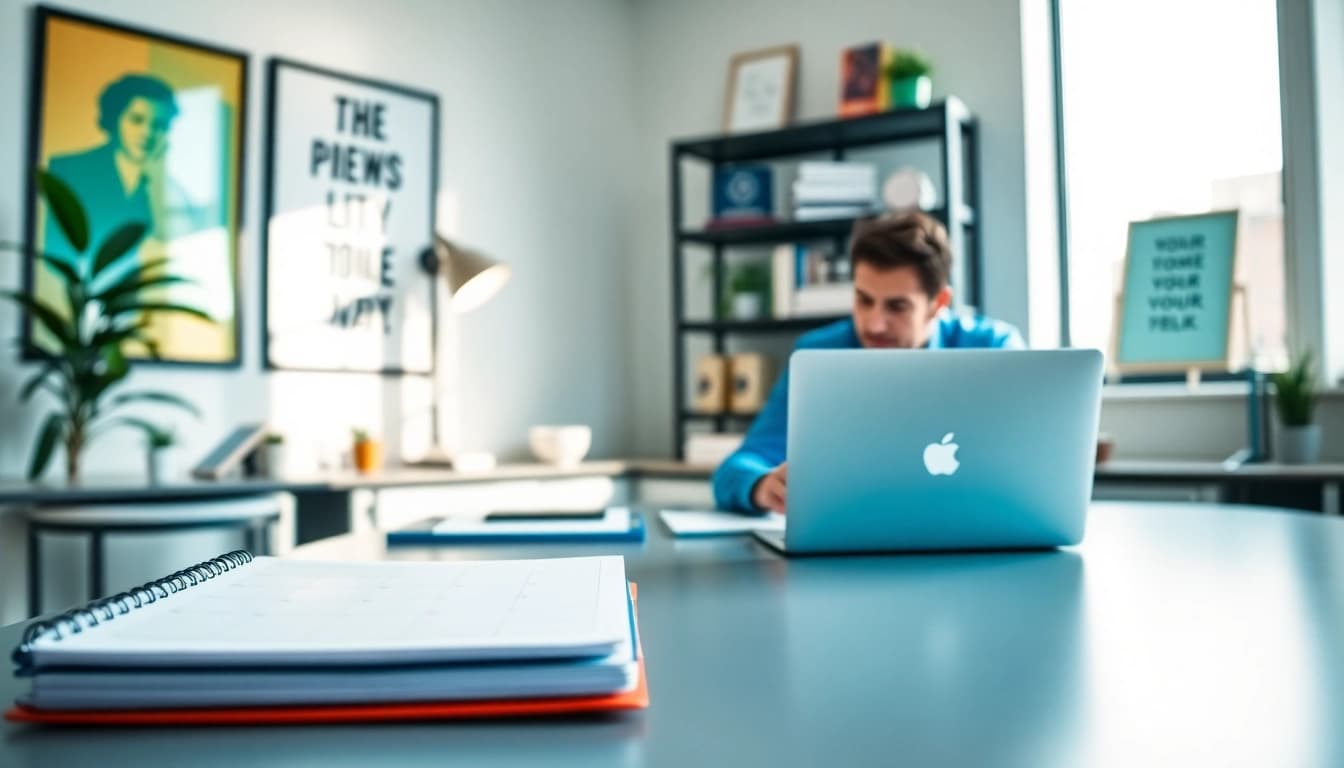 Focused workspace designed to Achieve Peak Productivity with digital tools and organized decor.