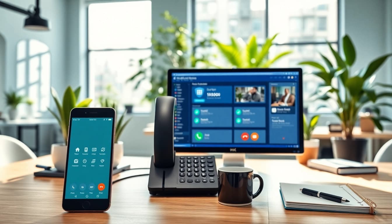Optimize phone systems for small business with modern technology in a professional office setup.