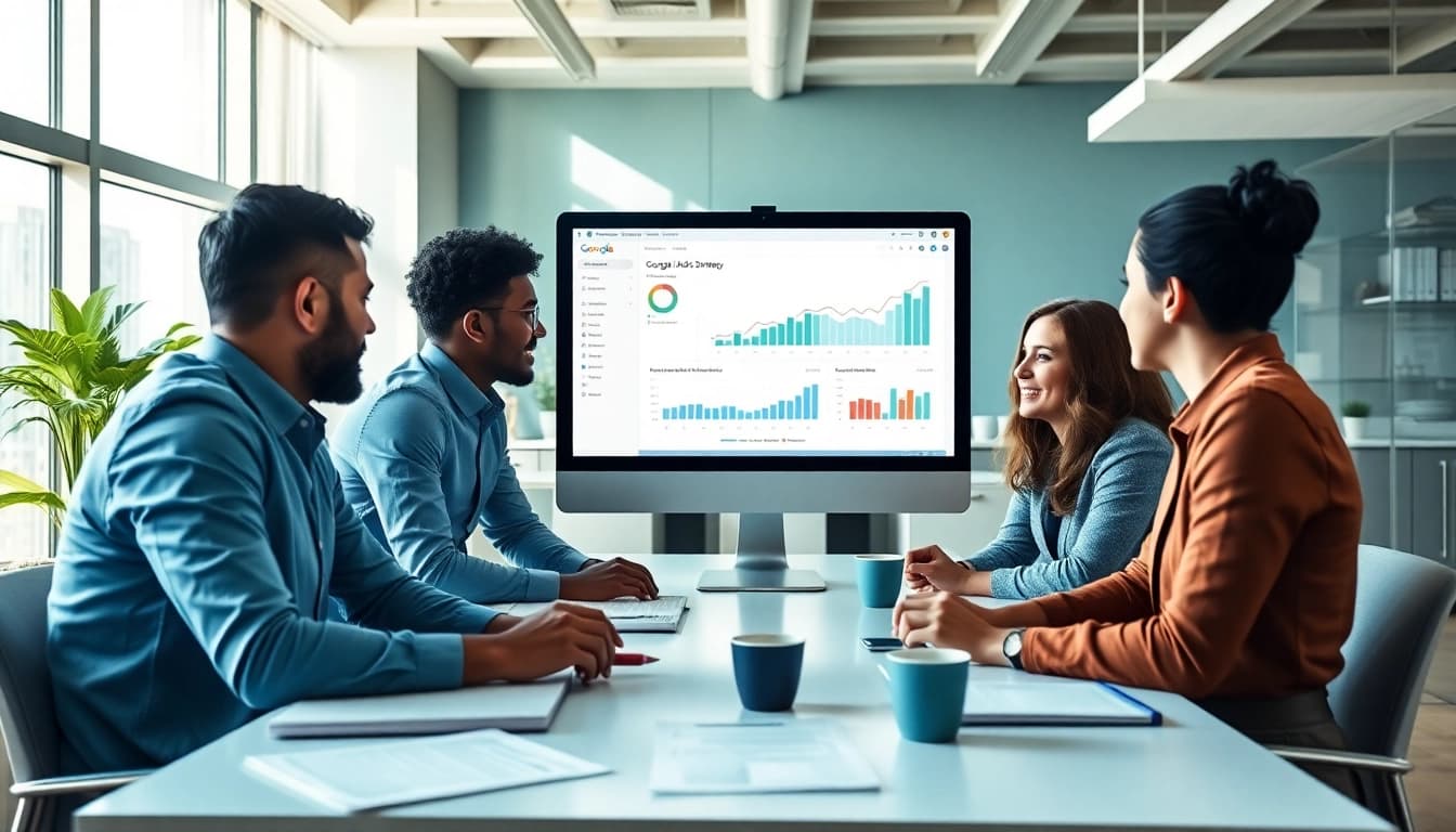 Enhancing business visibility with Google Ads Edmonton analytics in a modern office.