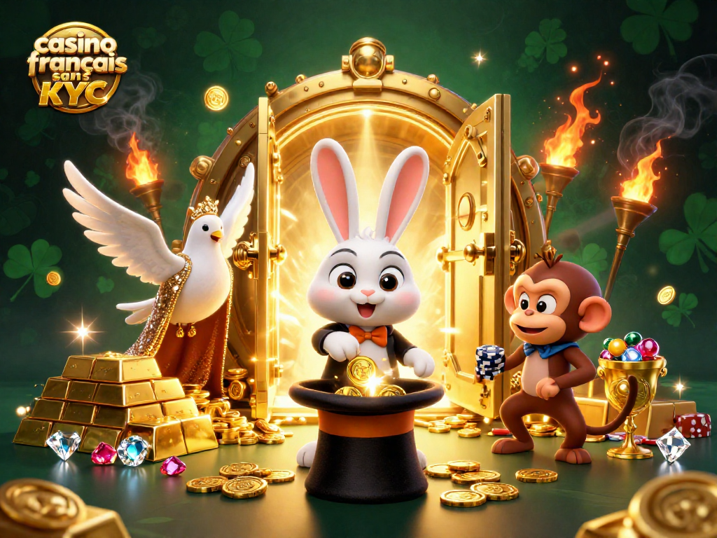 Jouer au casino français sans KYC avec un magicien tirant des pièces d'or d'un chapeau magique.