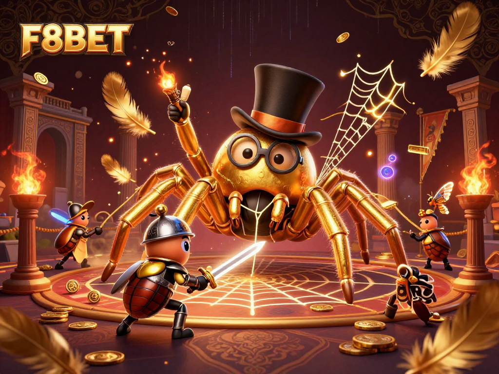 F8BET engages players with an exciting 3D illustration of unique casino characters and vibrant gaming elements.