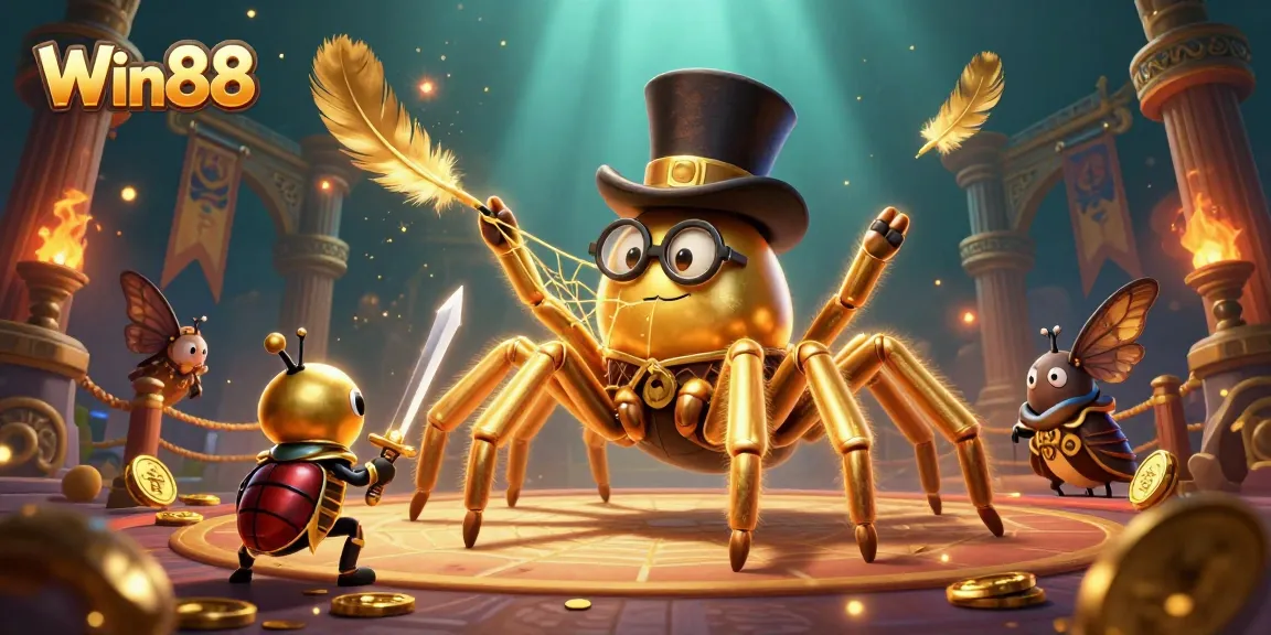 Engage with Win88's vibrant casino world featuring characters and golden themes!