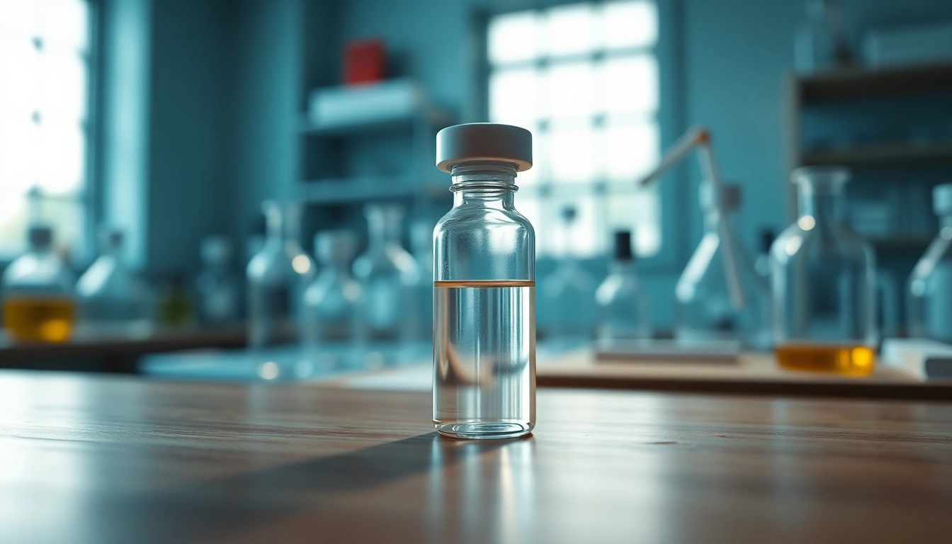 Showcase SS-31 peptide for sale in a scientific setting, highlighting its clear vial and lab equipment.