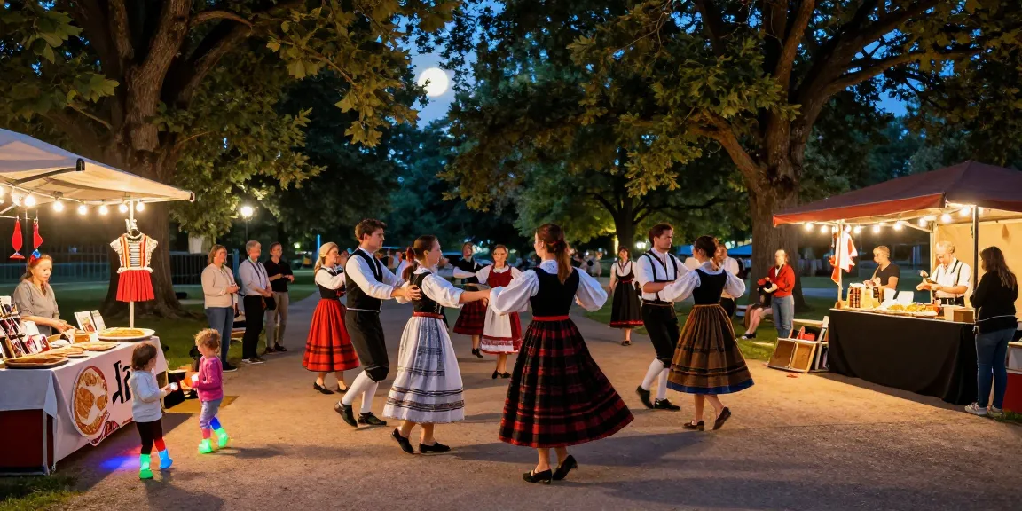 Enjoying cultural festival with traditional Breton music and vibrant dancers, showcasing local artisans.