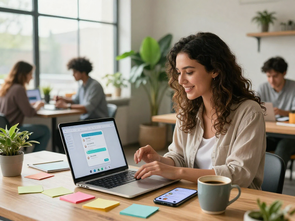 Dynamic interaction with spicy chat ai in a modern workspace, showcasing creativity and technology.