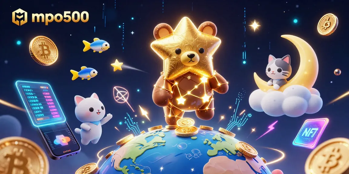 Engage with the mpo500 universe, collecting crypto coins in a vibrant, dynamic 3D scene filled with energy.