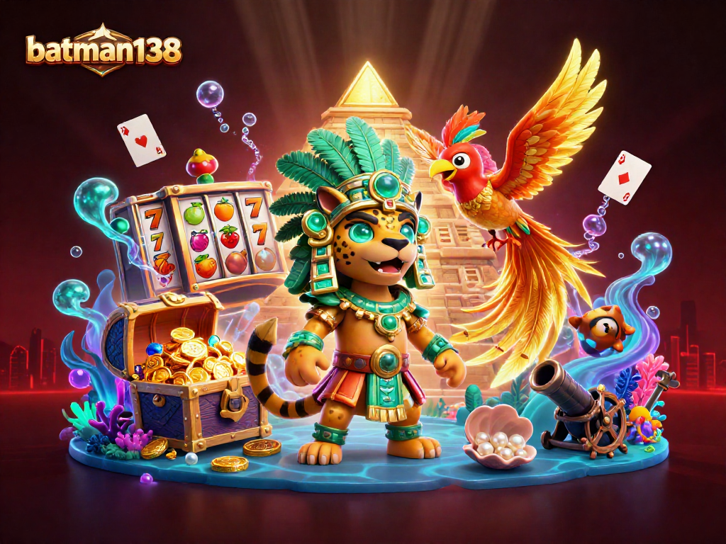 Experience the thrill of batman138 with vibrant slot reels and dynamic gaming elements in this captivating scene.