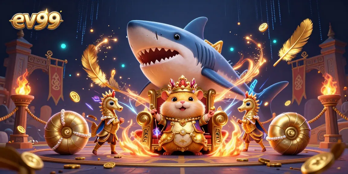 Ev99 captures thrilling bets with a golden hamster king and immersive casino scene