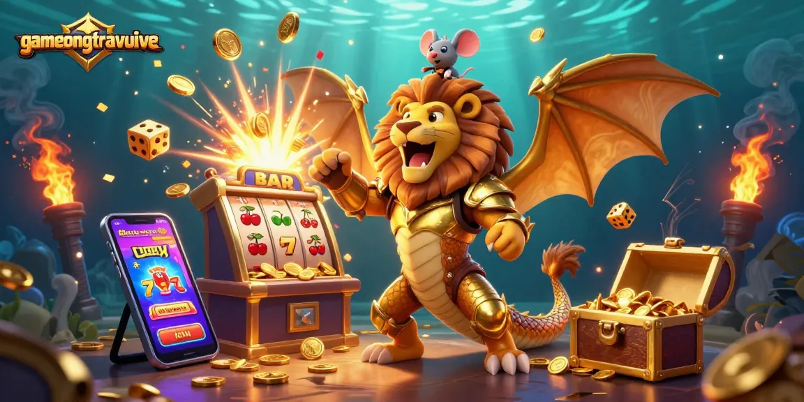 Experience the excitement of gamenongtraivuive with dynamic casino elements and a roaring chimera!