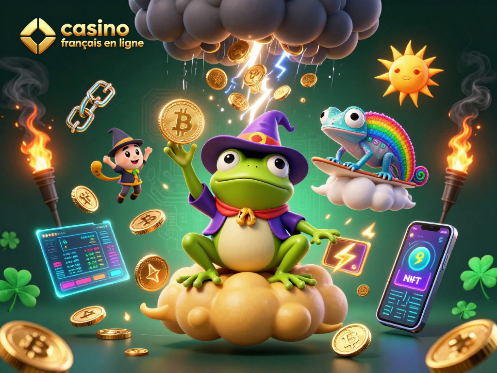 Plongez dans l'univers du casino français en ligne avec des pièces d'or et des personnages colorés.