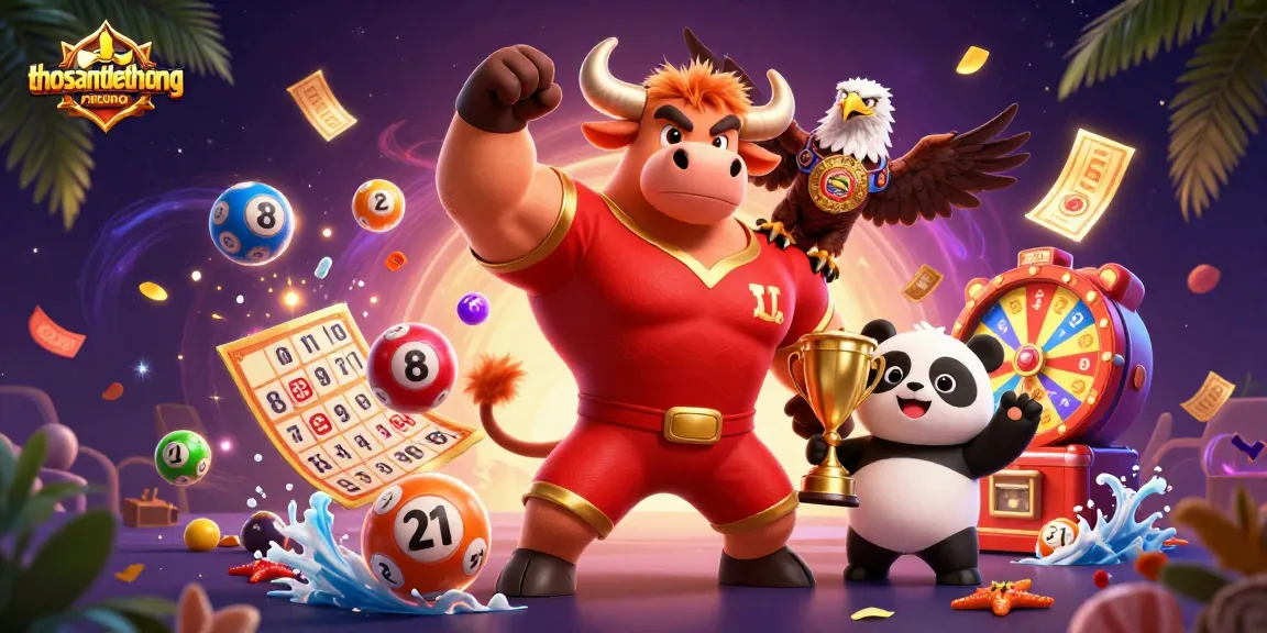 Engage in thrilling action with thosantienthuong, featuring a victory pose and dynamic gaming elements.