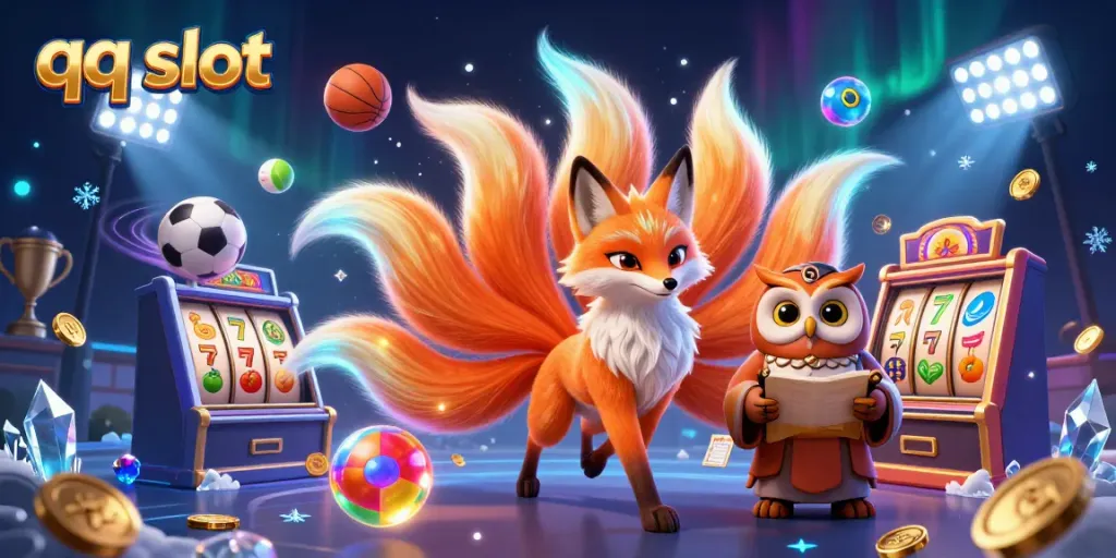 Engaging scene showcasing the vibrant qq slot with a nine-tailed fox and owl sage, creating excitement for online gamers.
