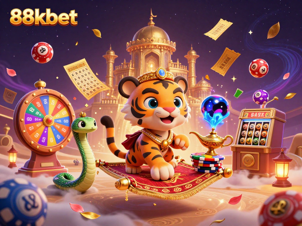 Engage in thrilling gameplay with 88kbet's vibrant casino atmosphere featuring animated elements.