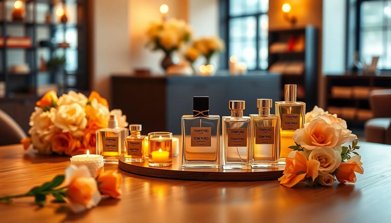 Find luxurious free tom ford samples beautifully arranged on an elegant table.