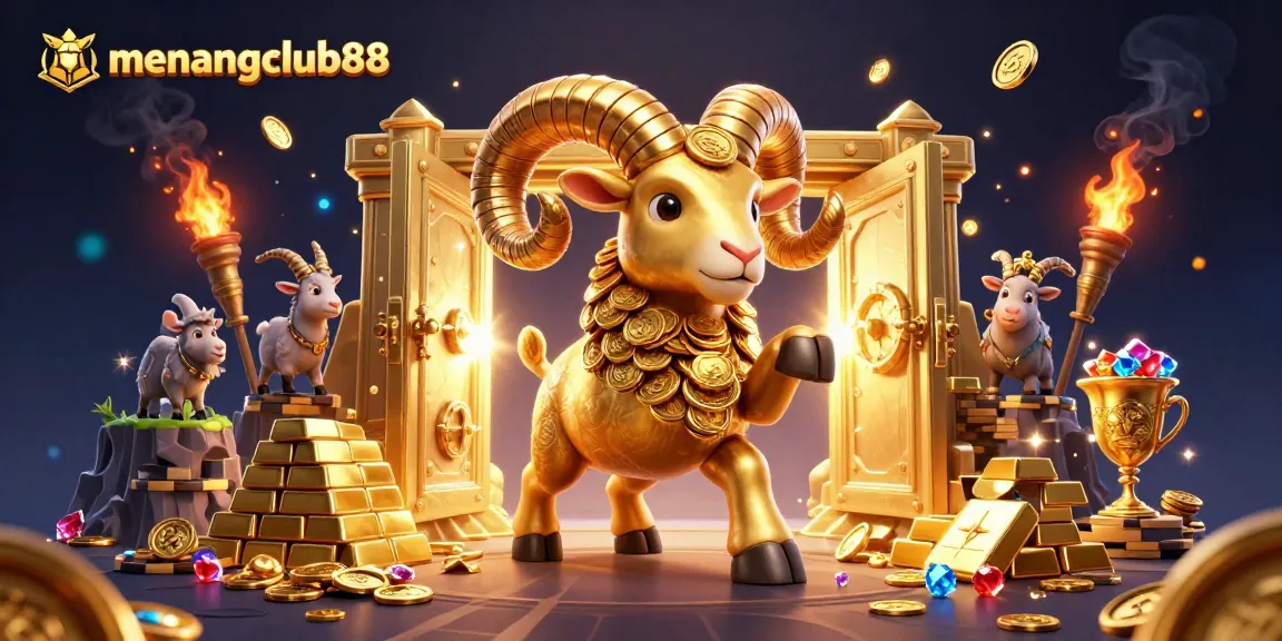 Experience exciting wins with menangclub88 through this dynamic 3D casino scene filled with golden treasures.