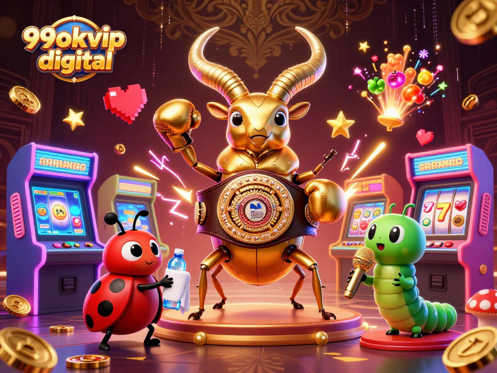 Experience thrilling gameplay at 99okvip digital with a vibrant 3D scene of a unique casino showdown.