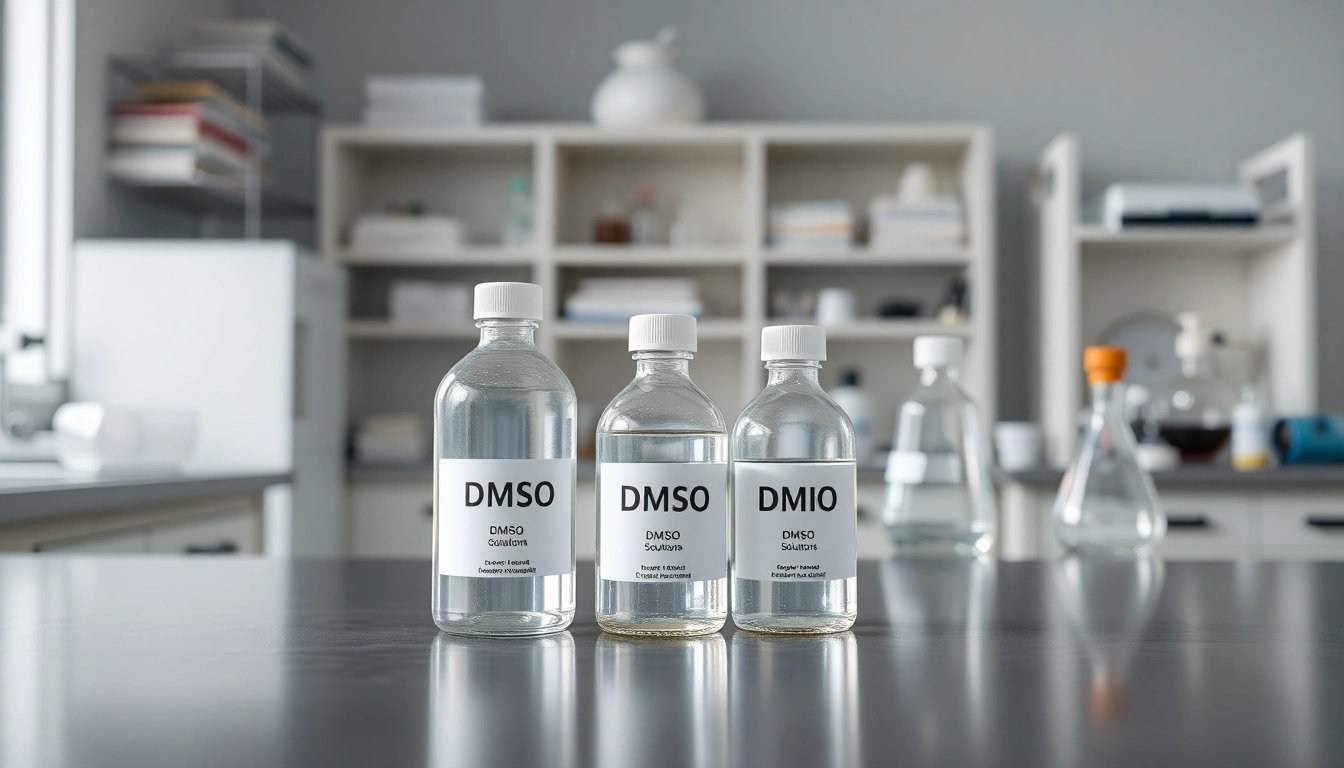 Showcase of dmso organic solutions in a professional laboratory setting, emphasizing purity and clarity.