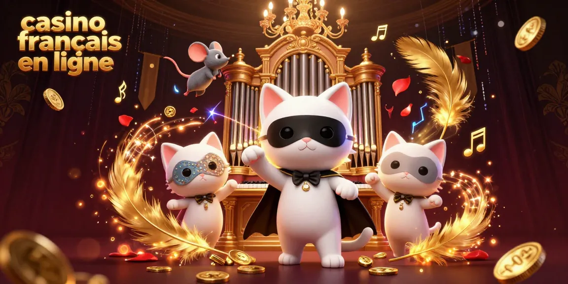 Casino français en ligne : illustration dynamique d'un chat masqué et d'un acrobate souris dans un environnement de casino