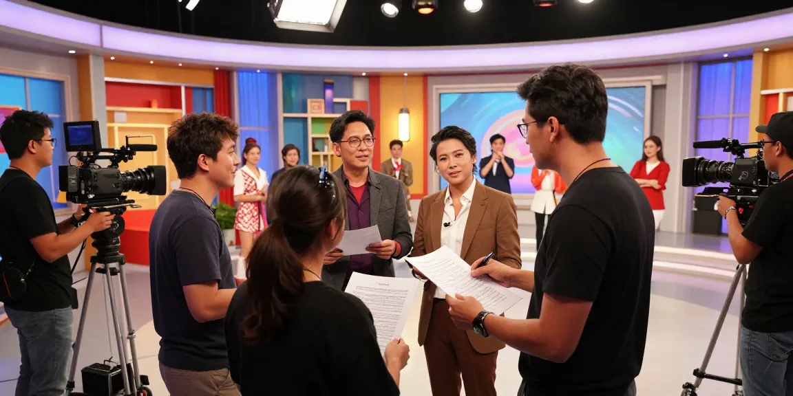 Studio scene highlighting lively performances and production efforts at kapamilyachannel.com, showcasing actors, directors, and crew in action.