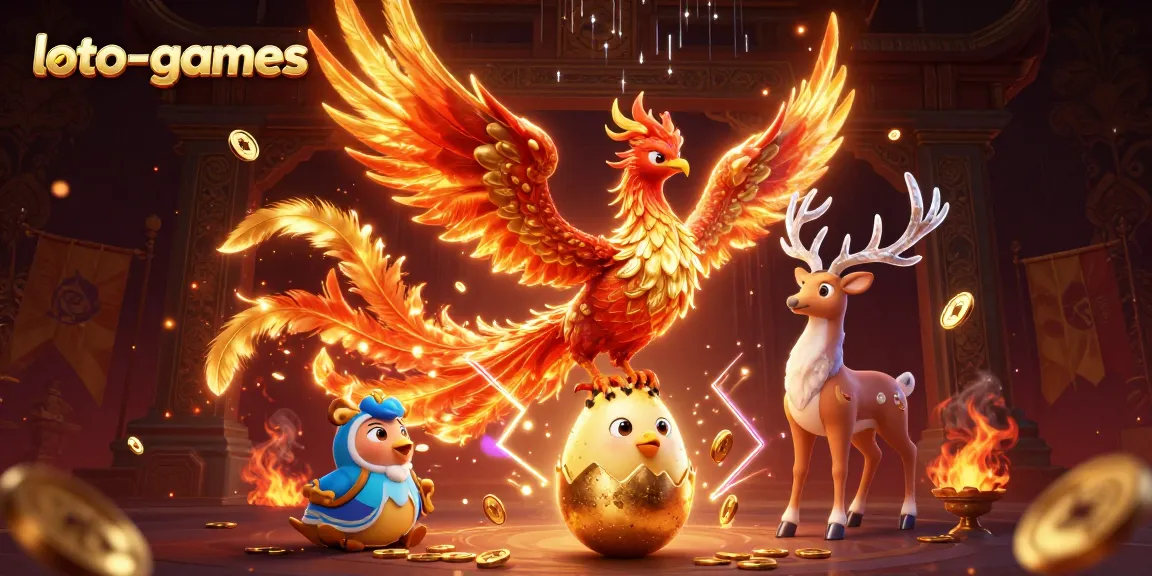 Experience thrilling victories with loto-games in a vibrant phoenix-inspired casino world.