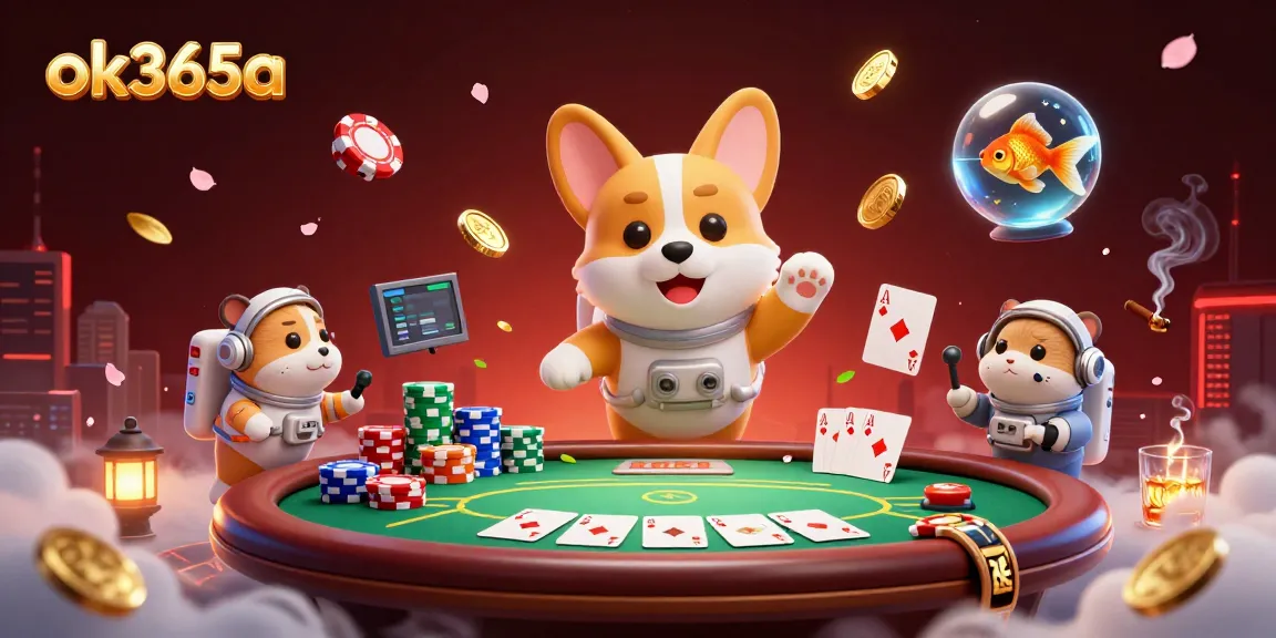 Experience thrilling gameplay at ok365a in this vibrant casino illustration with floating chips and characters.