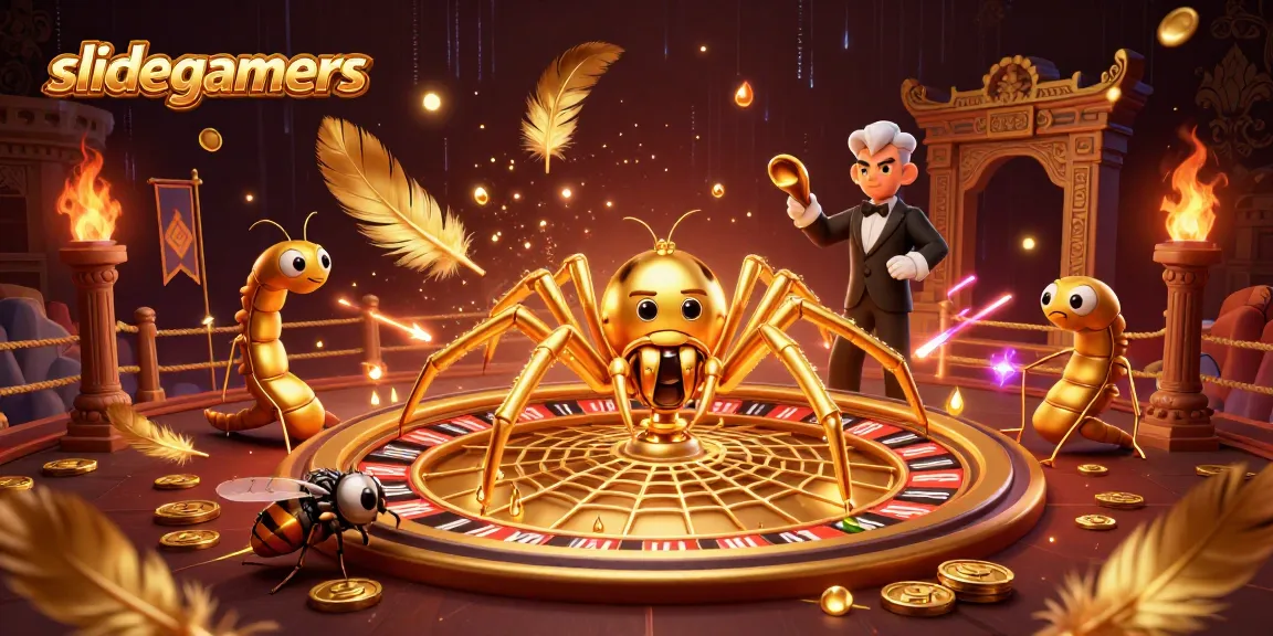 Engage in thrilling bets at slidegamers with a unique roulette web spun by a golden spider.