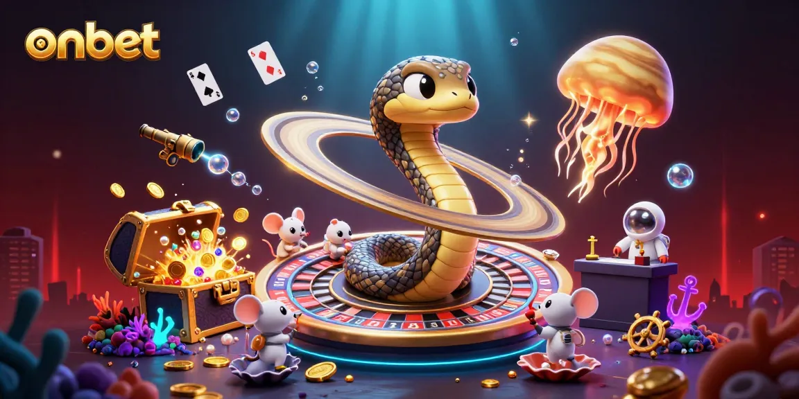 Experience thrilling bets at onbet with a 3D cosmic casino scene filled with excitement.