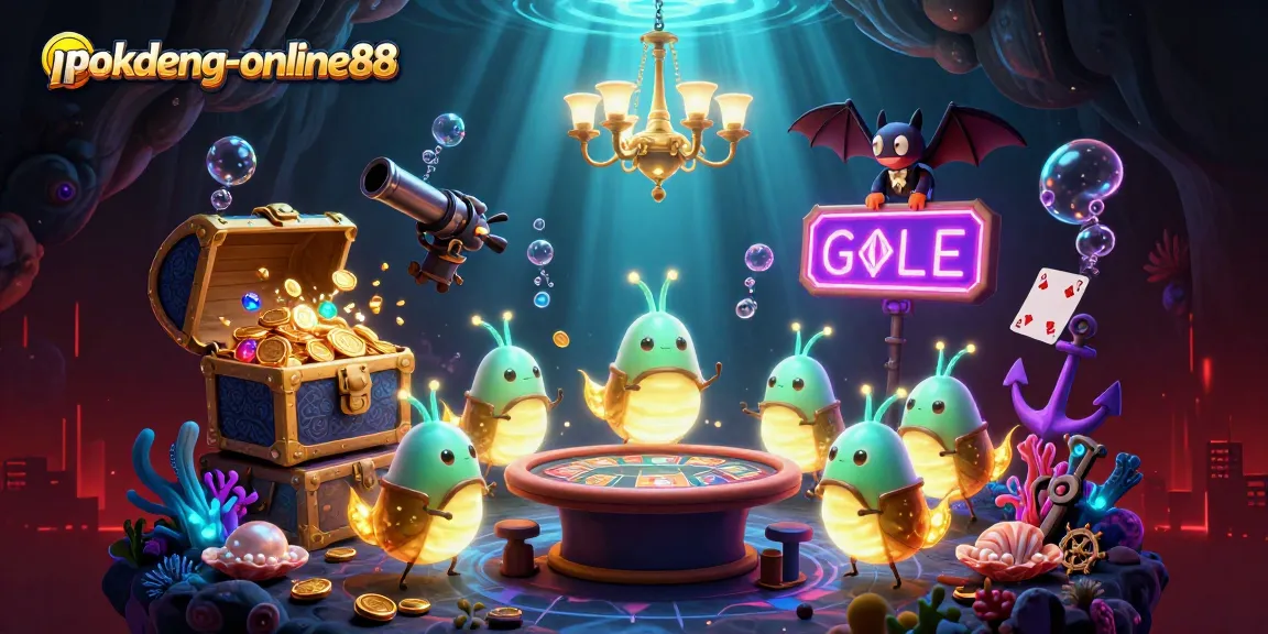 Experience immersive gameplay at pokdeng-online88 while glowworms illuminate a vibrant casino scene.