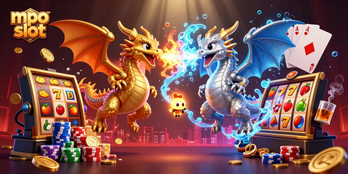Engage with mpo slot symbols and dramatic dragons in a vivid gaming scene.