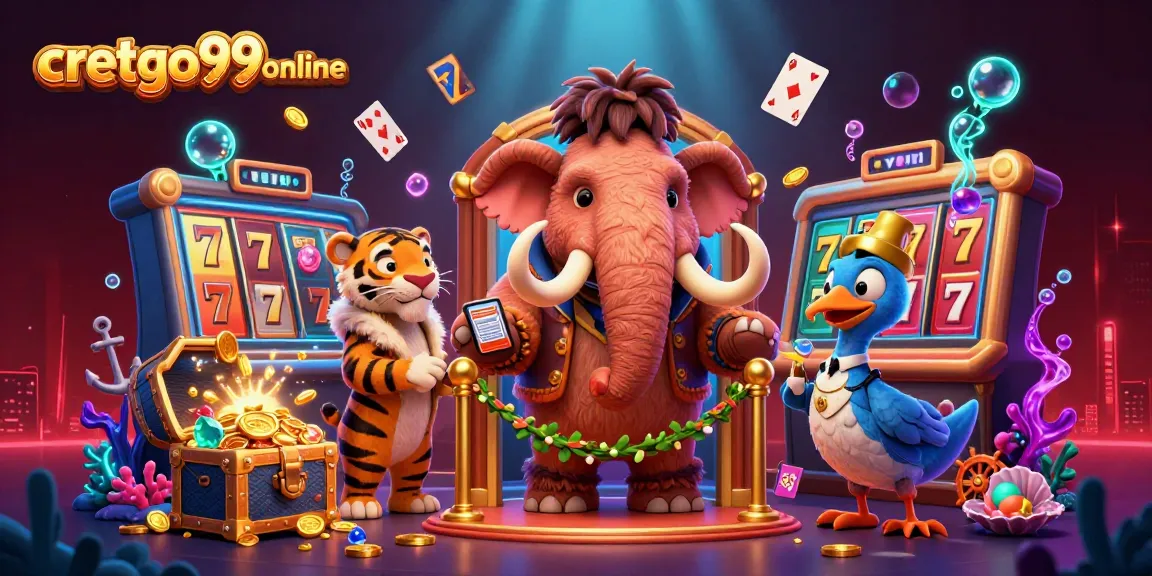 Experience the vibrant atmosphere of cretgo99online with a lively 3D casino scene featuring unique characters.
