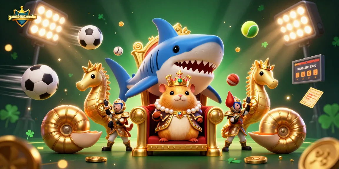 gamebancanohu showcases a captivating scene with a hamster king and dynamic sports elements.