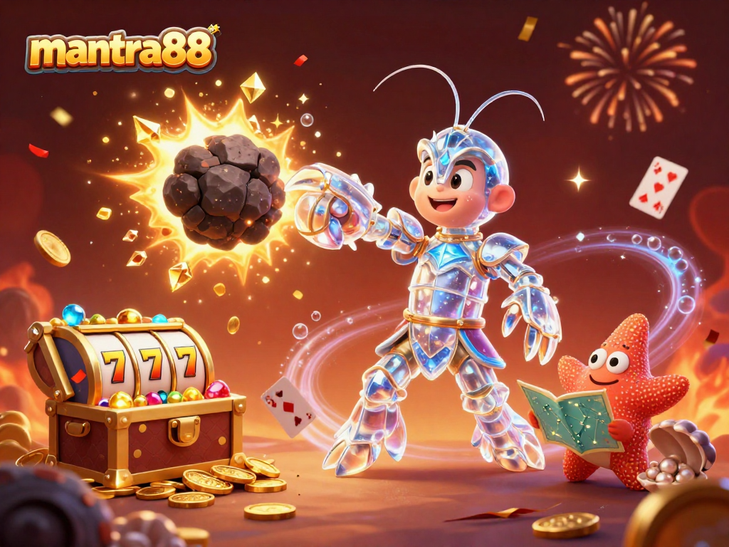Spin to win with mantra88's vibrant slot games amidst exploding treasures and confetti!