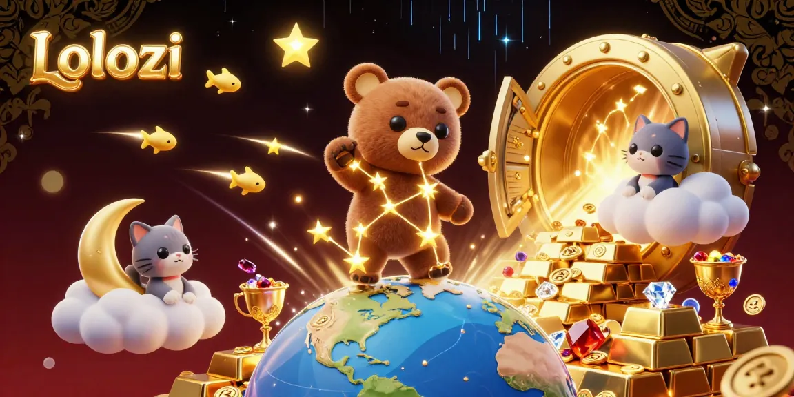 Lolozi captivates with colorful casino riches, featuring gold treasures and celestial companions.