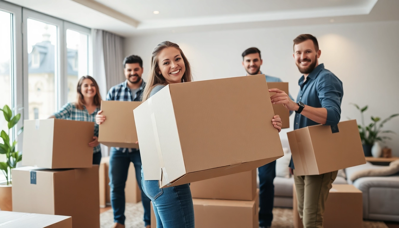 Engaged professionals offering Residential Moving Services while organizing a home during a move.