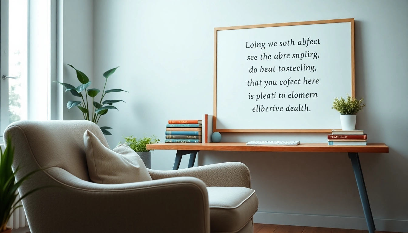 Mental health quotes displayed in a serene workspace encouraging calmness and positivity.