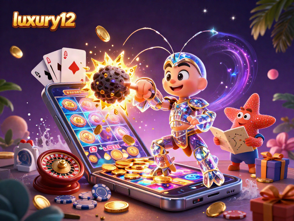 Menangkan jackpot di luxury12 dengan samurai udang mantis beraksi, dikelilingi simbol kasino dan koin emas.