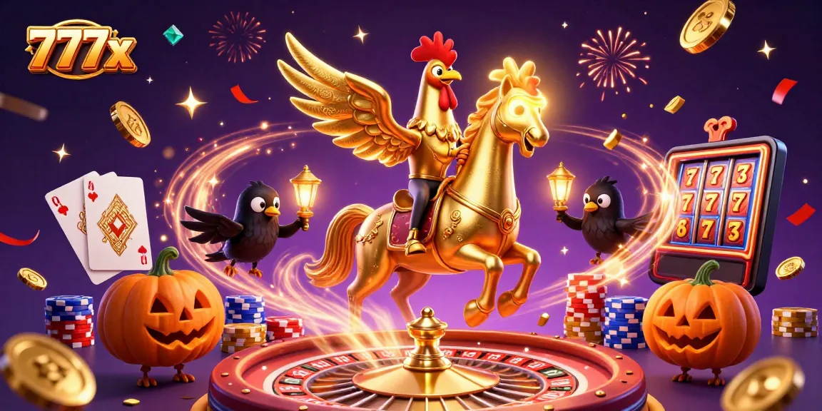Experience the thrill of 777x gaming with a dynamic 3D casino scene featuring characters and vibrant gameplay elements.