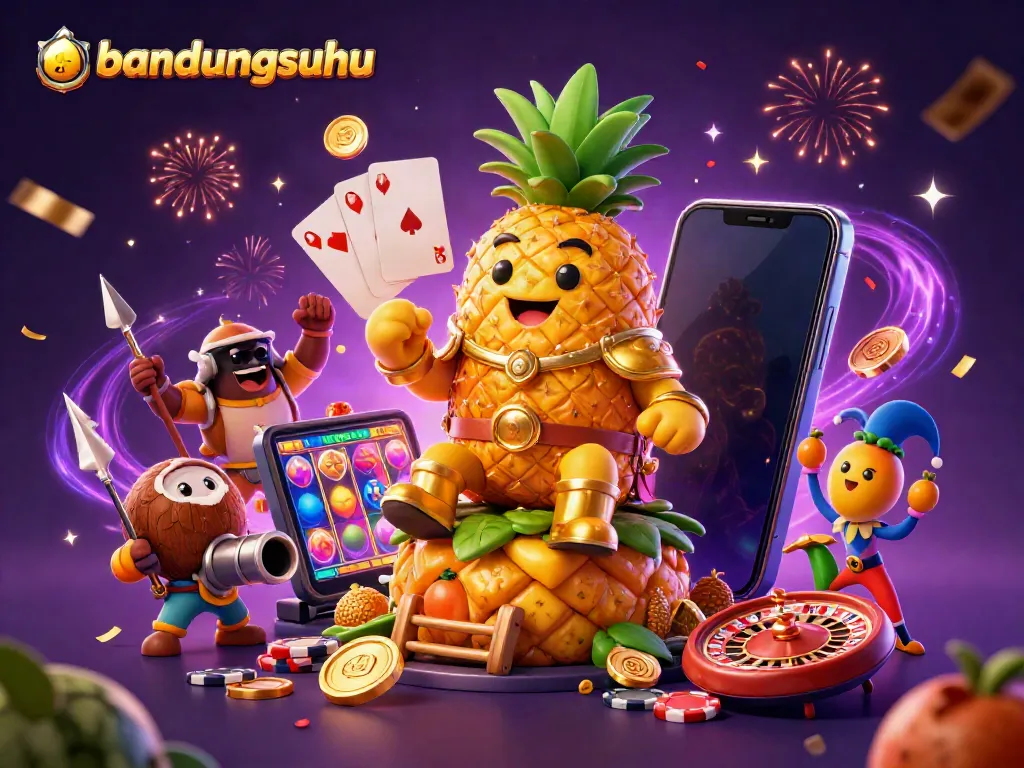 Spin to win with the vibrant bandungsuhu illustration showcasing thrilling casino adventures and games.