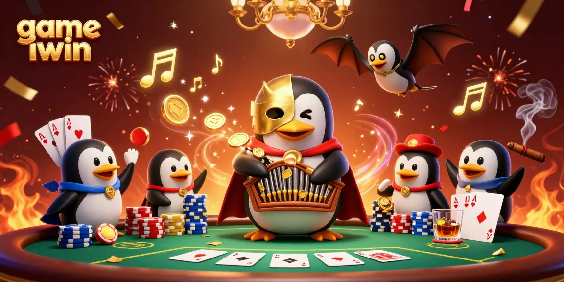 Experience thrilling gameplay with game iwin, showcasing a phantom penguin and poker excitement.