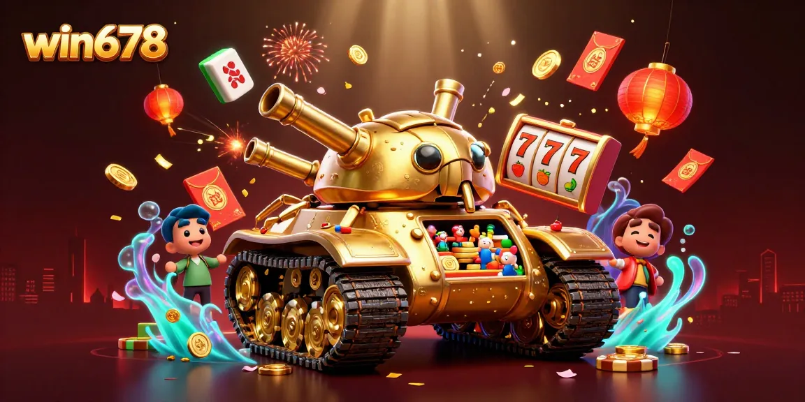 Win678 captivates players with a golden beetle tank casino scene bursting with excitement and rewards.