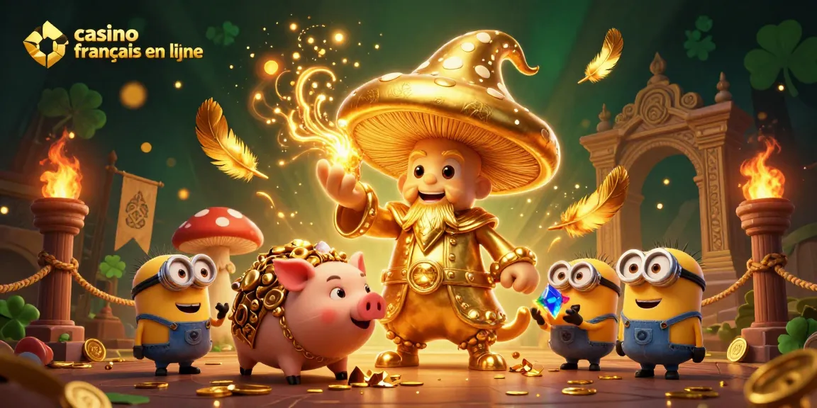 Illustration 3D de magie d'un casino français en ligne avec des personnages et des éléments dynamiques.