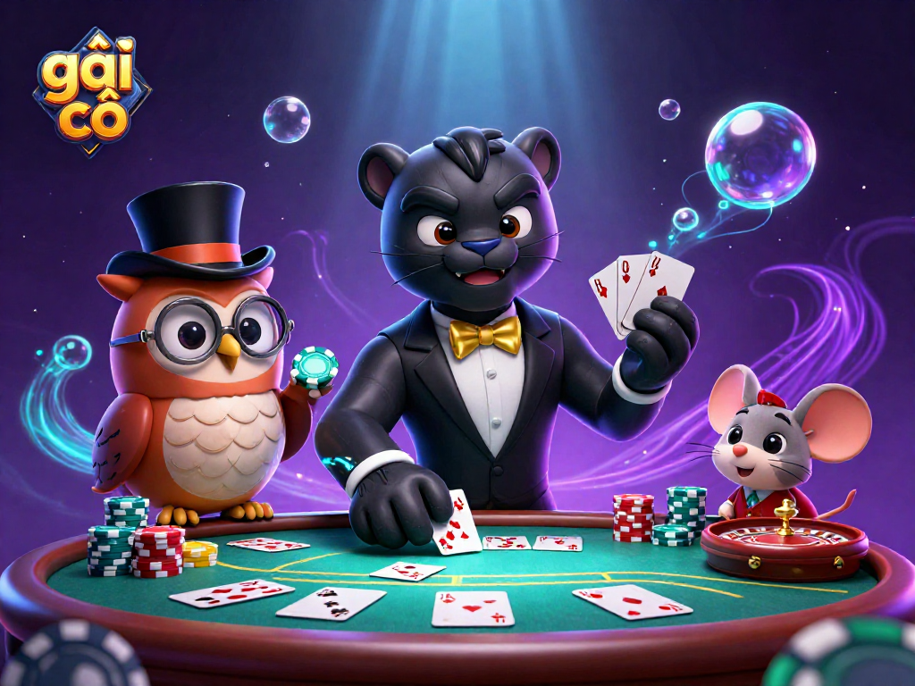 Experience thrilling moments of gái gọi as a stylish panther and friends engage in poker action.