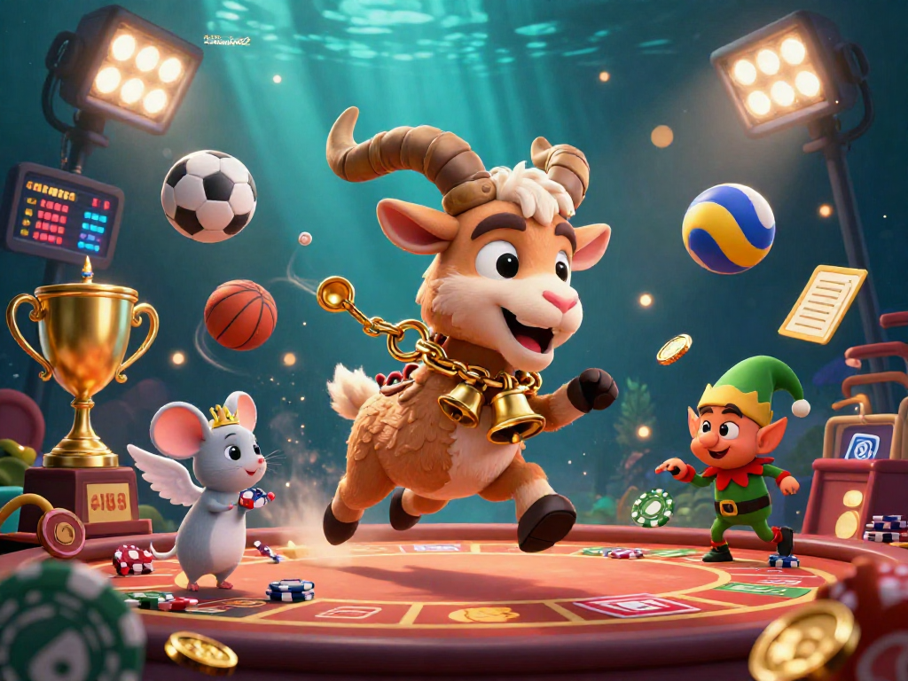 Experience the excitement of duongmatchuoc2 in a vibrant online casino scene with Krampus, angel mouse, and elf gremlins.