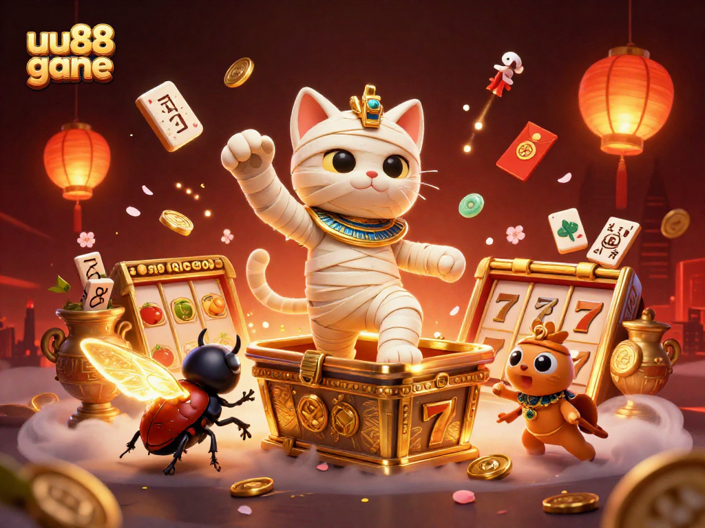 Engage with lucky spins at uu88 gane featuring captivating Egyptian-themed casino art.