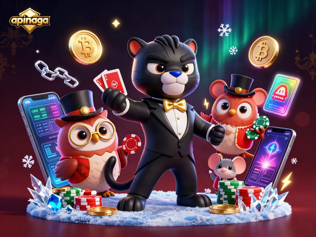Engage in gameplay with apinaga, featuring a panther dealer and vibrant casino elements.
