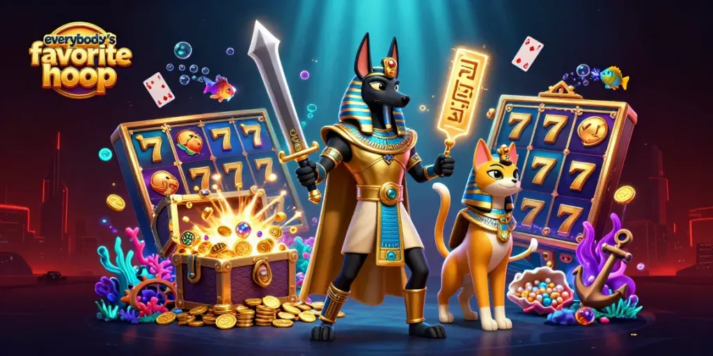 Engage with everybody's favorite hoop featuring a golden khopesh sword in an exciting online casino scene