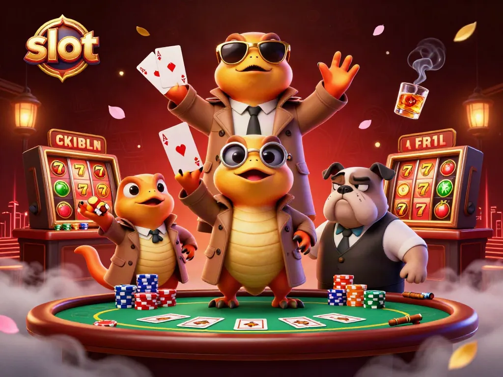 Menggulung slot dengan simbol buah dan jackpot, tiga raptor dalam satu jas memasuki kasino.