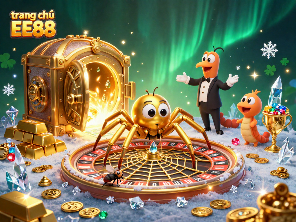 Place bets at trang chủ EE88 in this vibrant casino-themed illustration showcasing fortune.