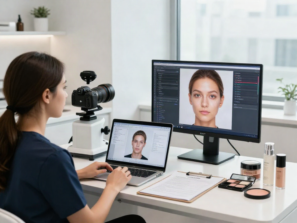 ClinicEvo better than QOVES showcased in a modern aesthetics consultation with digital analysis tools.