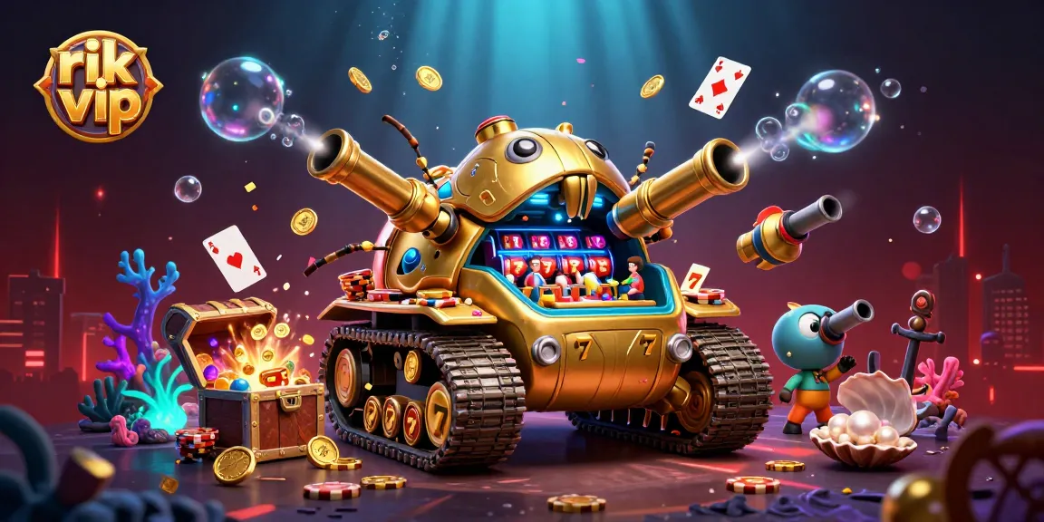 Experience the excitement of rik vip with a vibrant 3D digital casino scene featuring a golden beetle tank!
